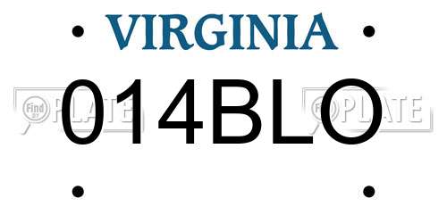 014BLO Virginia License Plate