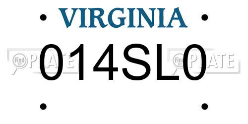 014SL0 Virginia License Plate
