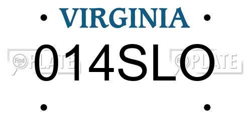 014SLO Virginia License Plate