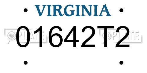 01642T2 Virginia License Plate