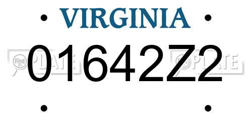 01642Z2 Virginia License Plate