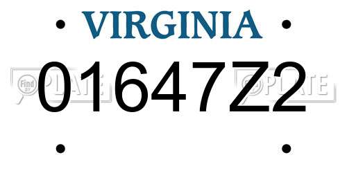 01647Z2 Virginia License Plate