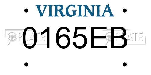 0165EB Virginia License Plate