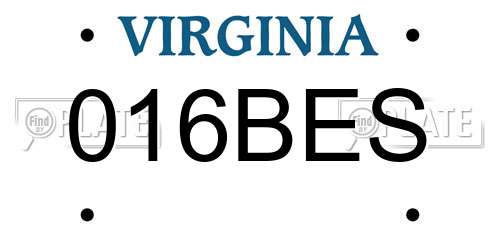 016BES Virginia License Plate