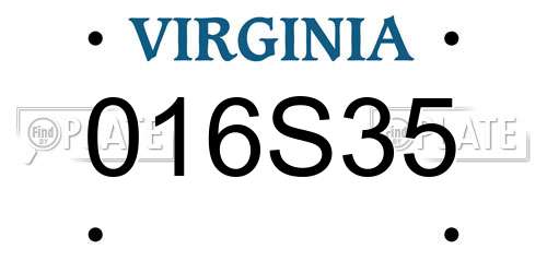 016S35 Virginia License Plate