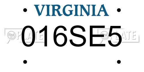 016SE5 Virginia License Plate