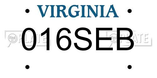 016SEB Virginia License Plate