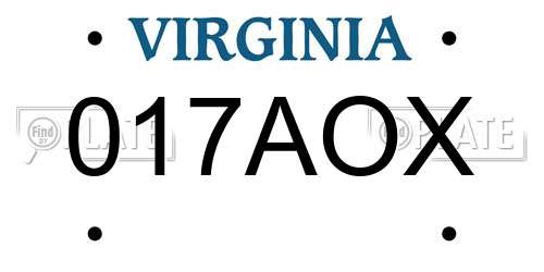 017AOX Virginia License Plate
