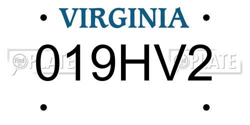 019HV2 Virginia License Plate