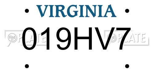 019HV7 Virginia License Plate