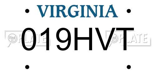 019HVT Virginia License Plate