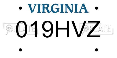 019HVZ Virginia License Plate