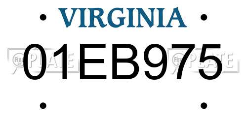 01EB975 Virginia License Plate