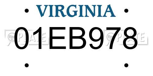 01EB978 Virginia License Plate