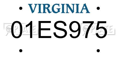 01ES975 Virginia License Plate