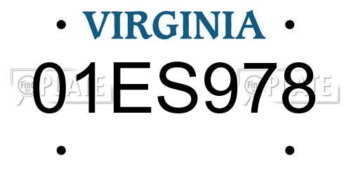 01ES978 Virginia License Plate