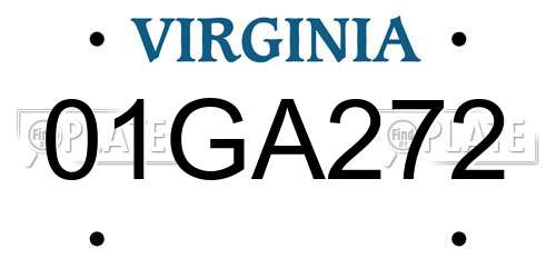 01GA272 Virginia License Plate
