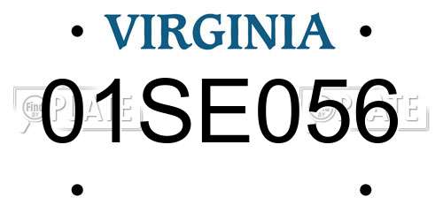 01SE056 Virginia License Plate
