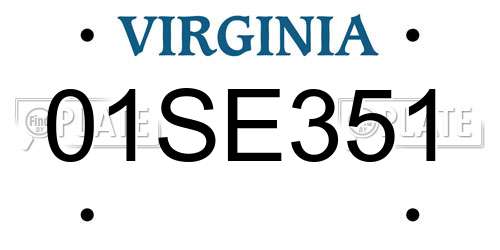 01SE351 Virginia License Plate