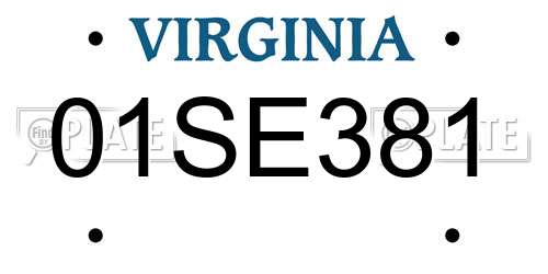 01SE381 Virginia License Plate