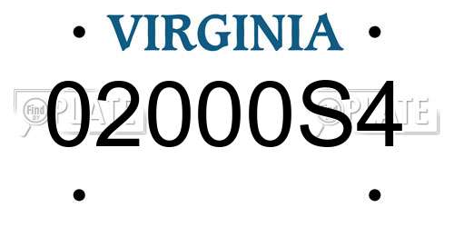 02000S4 Virginia License Plate