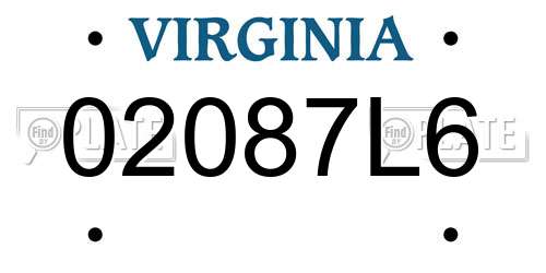 02087L6 Virginia License Plate