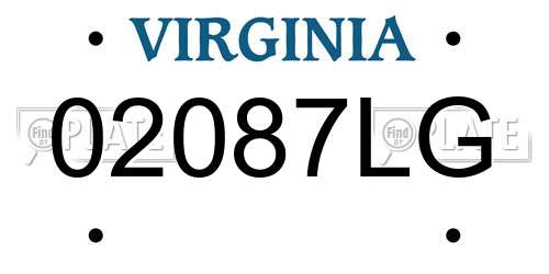 02087LG Virginia License Plate