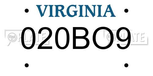 020BO9 Virginia License Plate