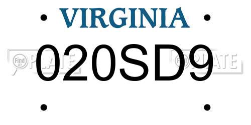 020SD9 Virginia License Plate