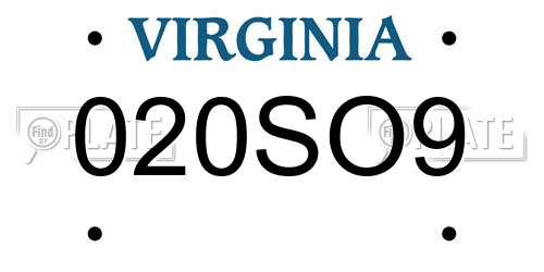 020SO9 Virginia License Plate