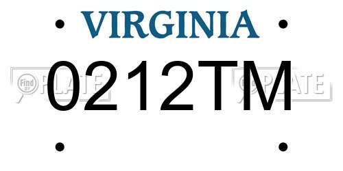 0212TM Virginia License Plate