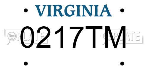 0217TM Virginia License Plate