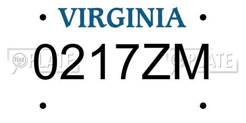 0217ZM Virginia License Plate