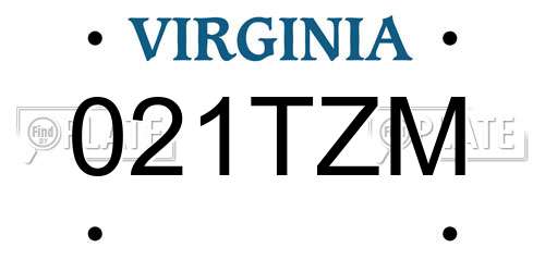 021TZM Virginia License Plate