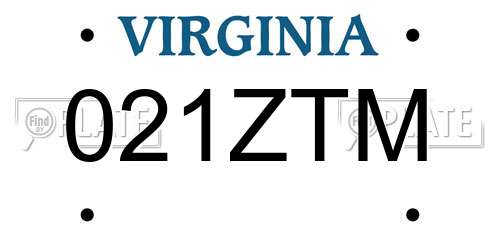 021ZTM Virginia License Plate