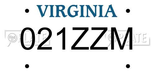 021ZZM Virginia License Plate