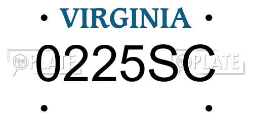 0225SC Virginia License Plate