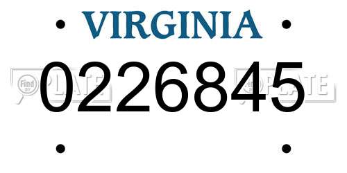0226845 Virginia License Plate