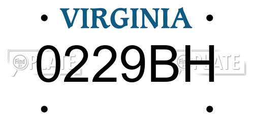 0229BH Virginia License Plate