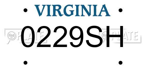 0229SH Virginia License Plate