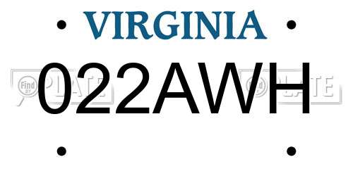022AWH Virginia License Plate