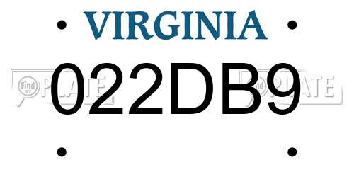 022DB9 Virginia License Plate