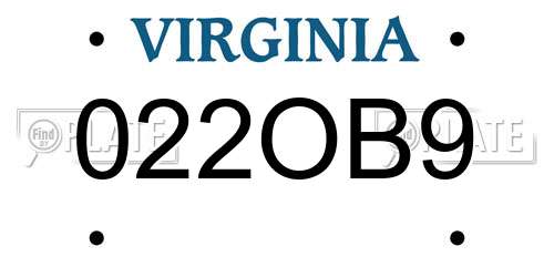 022OB9 Virginia License Plate