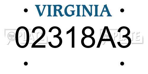 02318A3 Virginia License Plate
