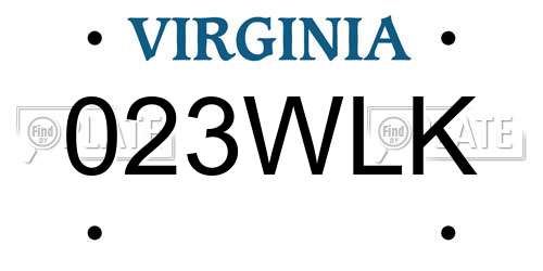 023WLK Virginia License Plate