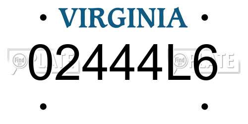 02444L6 Virginia License Plate