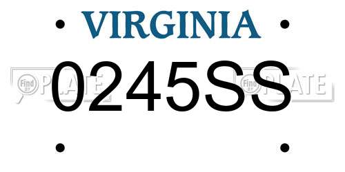 0245SS Virginia License Plate