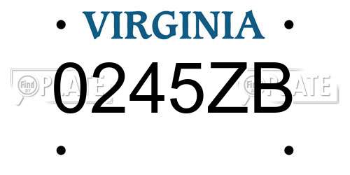 0245ZB Virginia License Plate