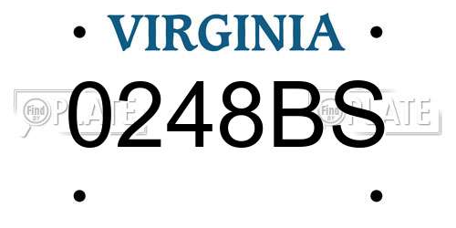 0248BS Virginia License Plate