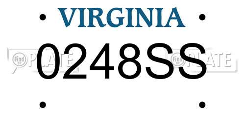 0248SS Virginia License Plate